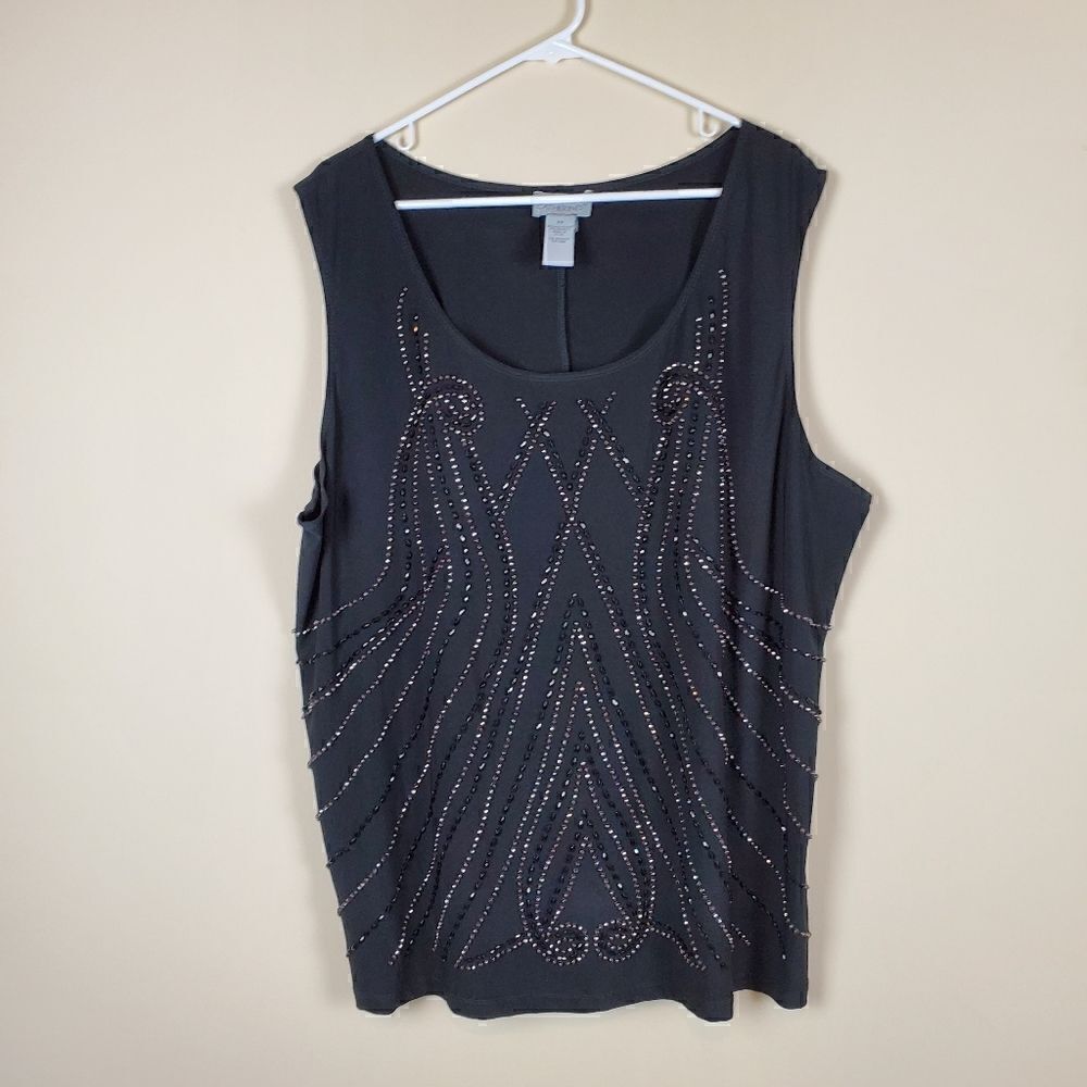 Catherines Black Beaded Sleeveless Blouse Size 2X